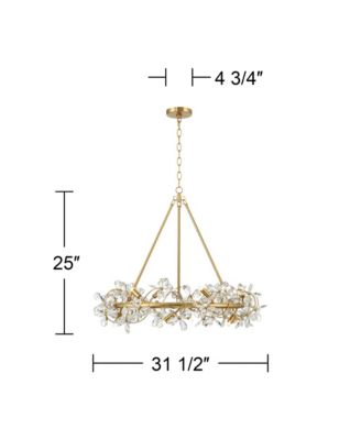 Carrine 31 1/2" Modern Pendant Chandelier Ceiling Light Fixture Dining Room Over Table Flower Soft Gold Finish Crystal