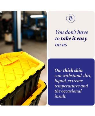 Durbilt 15 Gal Storage Containers Tough Flip Lid Bins, 6 Pack, Black/Yellow