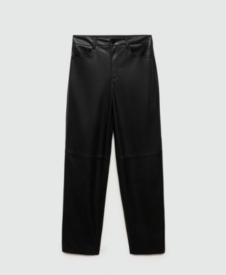Women's Leather-Effect Straight Trousers