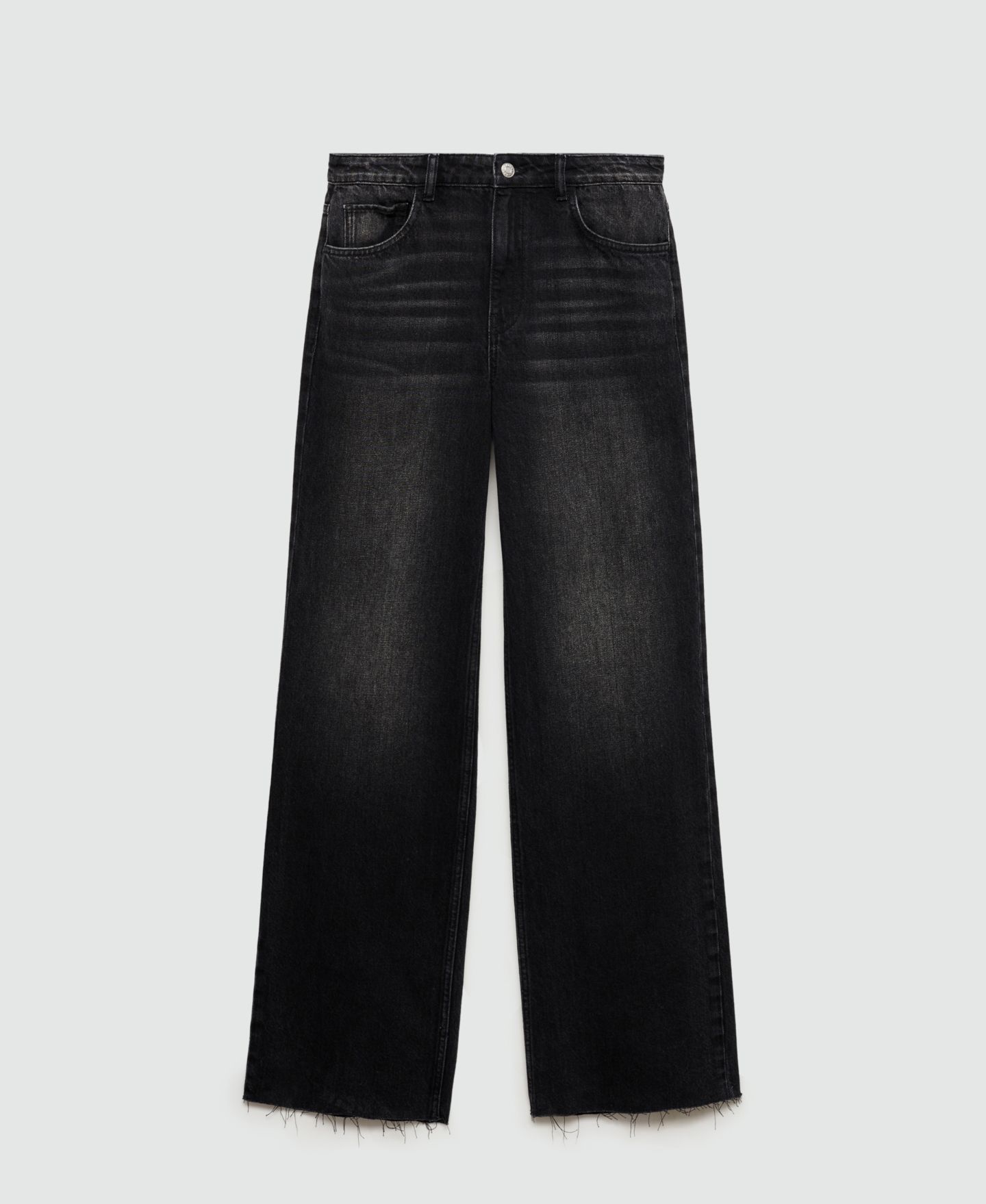 Женские джинсы Mango Danila Medium-Rise Wide Leg, цвет: Чёрный джинсовый — фото 2