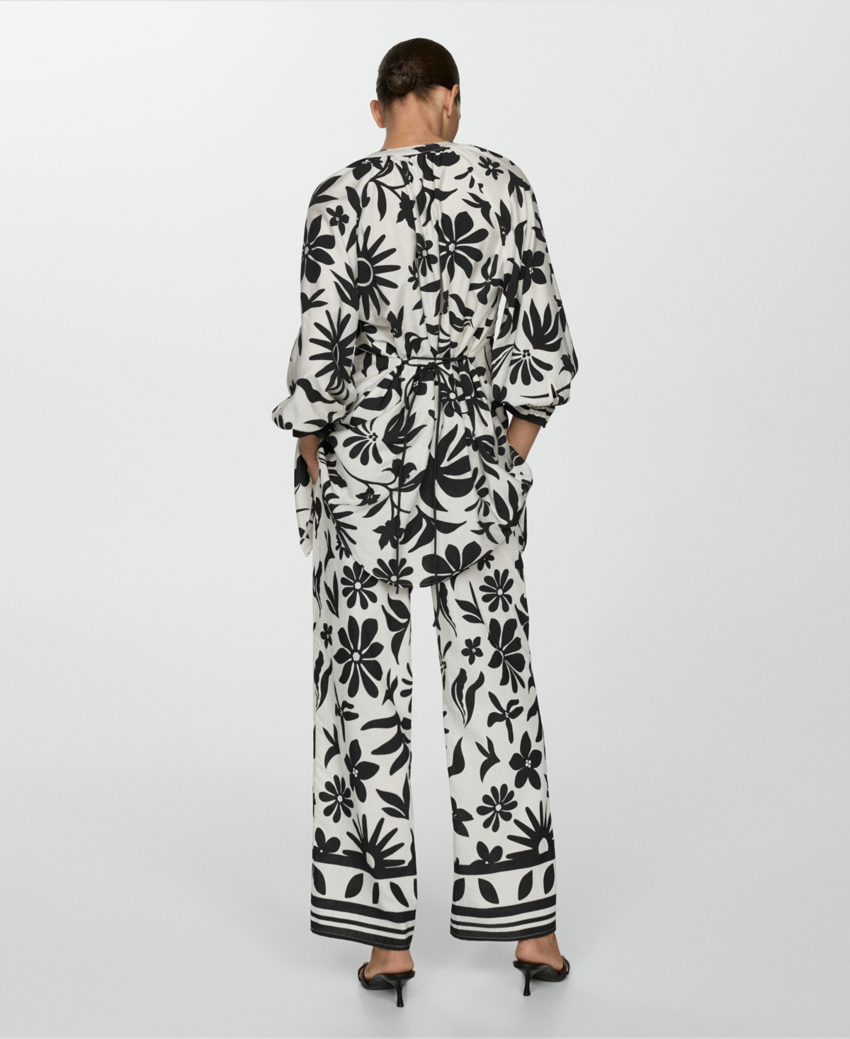 Mango Women's Floral-Print Wide leg Pants
