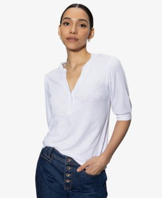 Sanctuary - Women's Mixed-Media Button-Front Tee