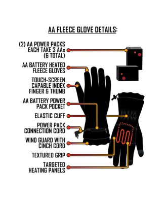 Men's AA Battery Heated Fleece Gloves - Unisex - Navy - One Size