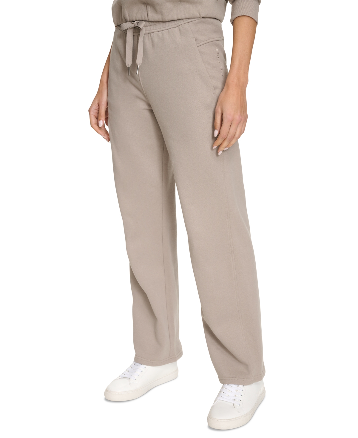 Calvin Klein Women's Fleece High-waist Angled-pocket Sweatpants In Moonrock