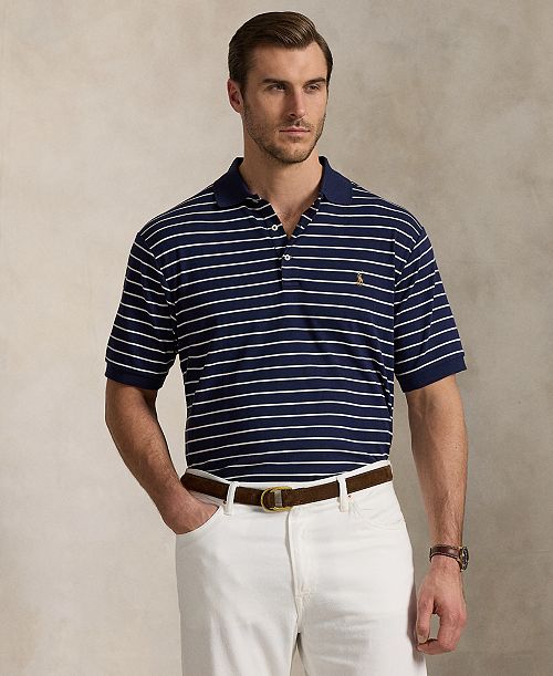 alfani Polo Ralph Lauren Men's Big & Tall Striped Cotton Interlock Polo Shirt Men's Fashion & Accessories