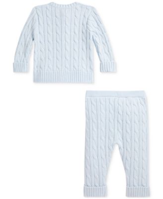 Baby Boys Cotton Cable-Knit Cardigan & Pants Set