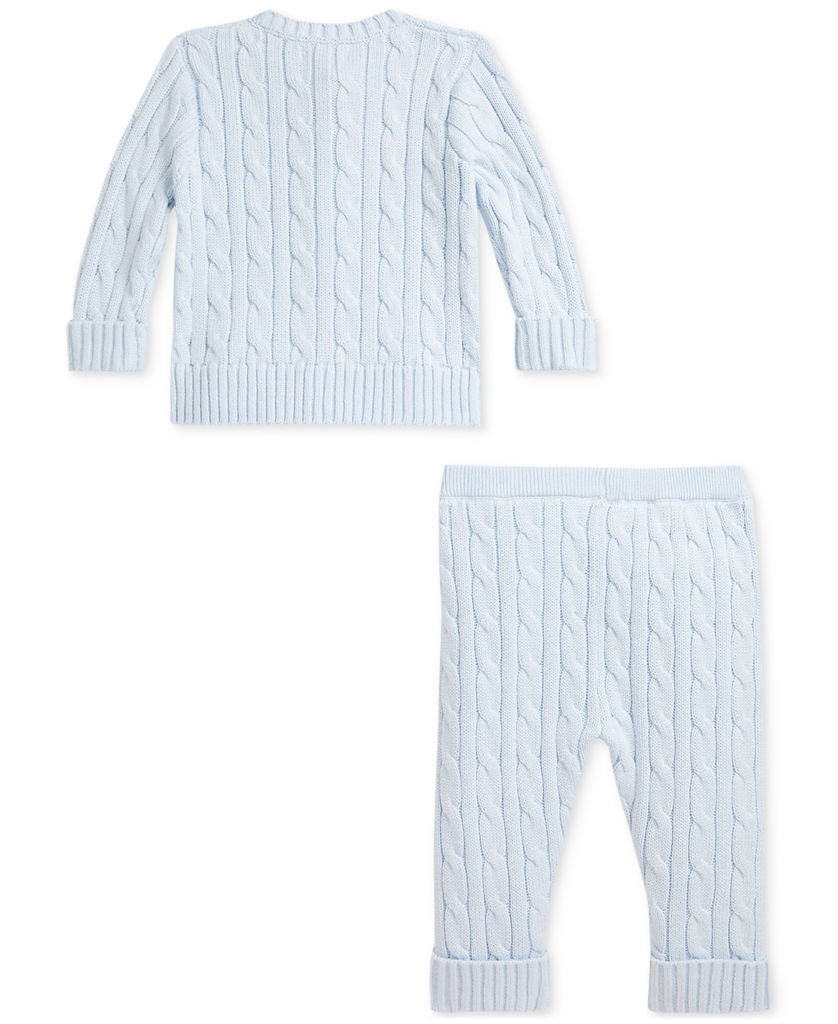 Polo Ralph Lauren Baby Boys Cotton Cable-knit Cardigan & Pants Set In Blue