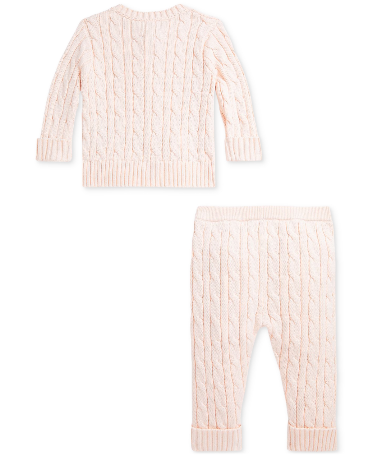 Polo Ralph Lauren Baby Boys Cotton Cable-knit Cardigan & Pants Set In Pink