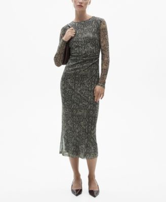 snakeskin mesh dress Dragon's Embrace Bodycon Sheer Mesh Dress, Revealing See Through Dress,  Serpent,snake