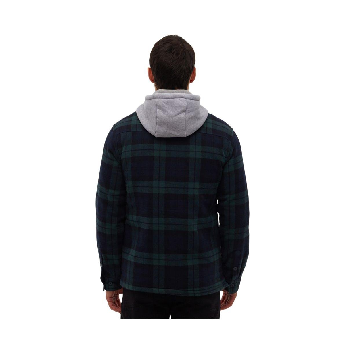 Bench Dna Men's Brayton Hooded Flannel Check Shirt -/ dk green