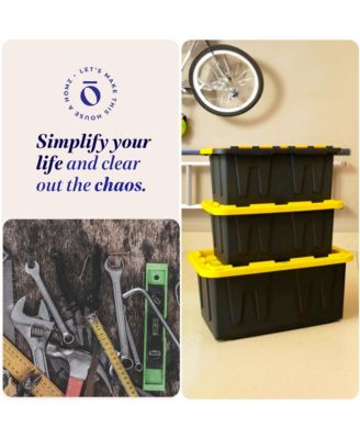 15 Gallon Durabilt Home Storage Container w/Snap Lid, Black/Yellow(2 Pack)