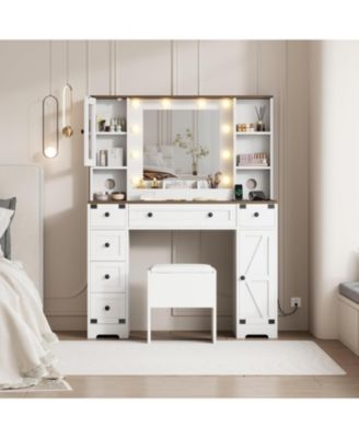 Makeup Vanity Desk, Vanity Table with Mirror and Lights, Dressing Table