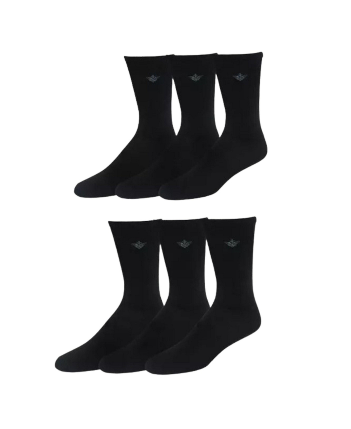 Men's Performance Socks - 6 Pairs Athletic and Dress Crew Socks - Black
