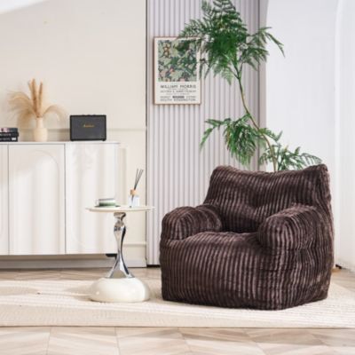 Soft Corduroy Bean Bag Chair with Memory Foam Filling for Living Room