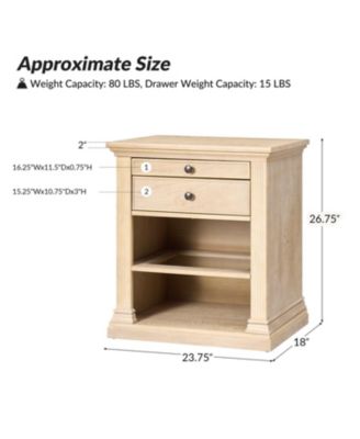 Mulo Traditional Nightstand with Three Ports and Adjustable Shelf