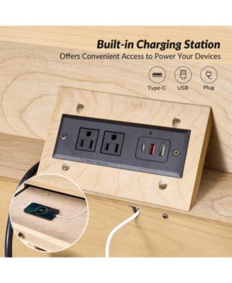 Mulo Traditional Nightstand with Three Ports and Adjustable Shelf