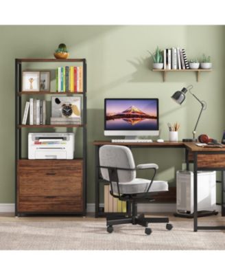 Bookcase, 4-Tier Bookshelf with 2 Drawers, Etagere Standard Book Shelves Display Shelf for Home Office