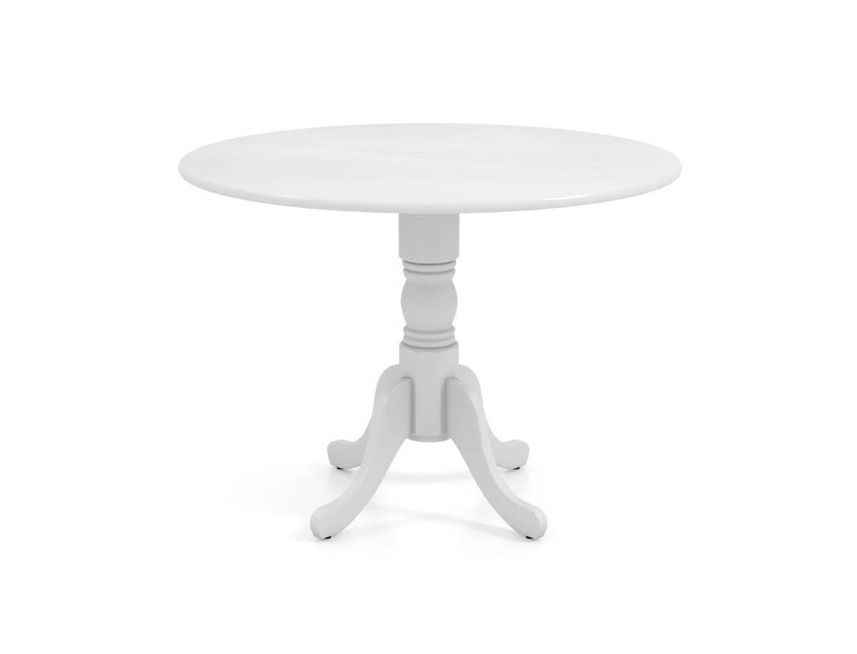 Slickblue Round Solid Wood Kitchen Dining Table in Farmhouse Wooden Finish - White
