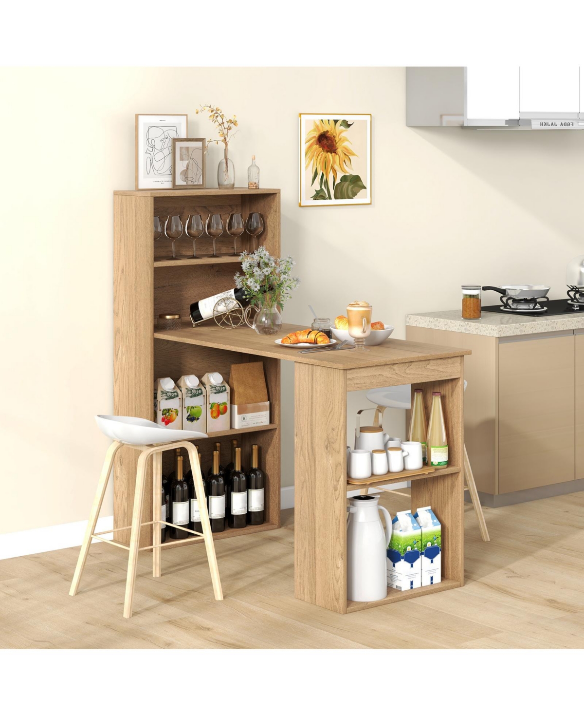 Gouun 48-Inch Computer Desk with 4-Tier Bookcase, Cpu Stand, and Spacious Desktop