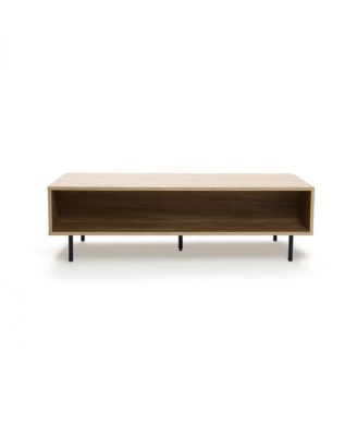 Mid-Century Modern Wave 1-Drawer Coffee Table with Storage and Metal Legs