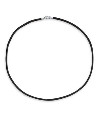 Black Satin Silk Cord Necklace with Silver Lobster Clasp