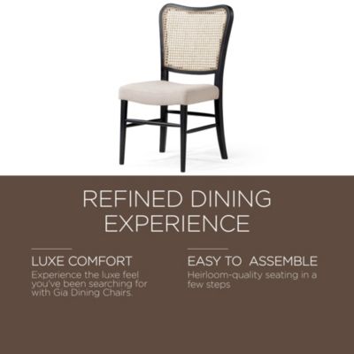 Vera Wooden Dining Chair, Antique Black & Dove Weave Fabric, Set of 2