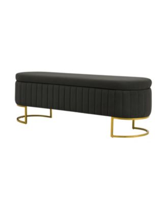 Sara Modern Storage Bench with Metal Legs and Channel Tufted
