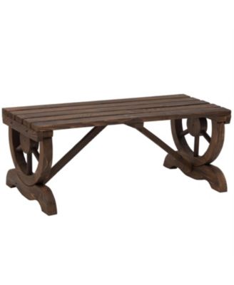 FarmHome Rustic Fir Wood Wheel Outdoor Garden Bench