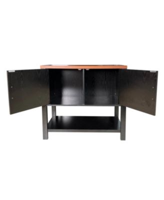 Modern 2 Drawer Wooden Storage Console Table Black/Walnut