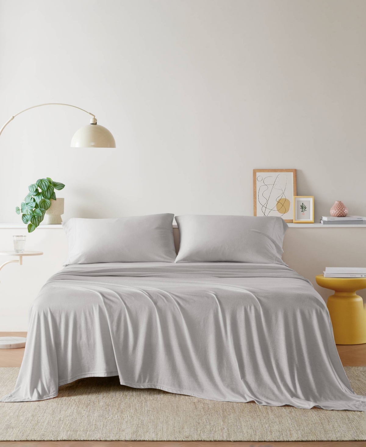 Intelligent Design Jersey-knit Cotton Blend 4-pc. Sheet Set, Queen In Gray