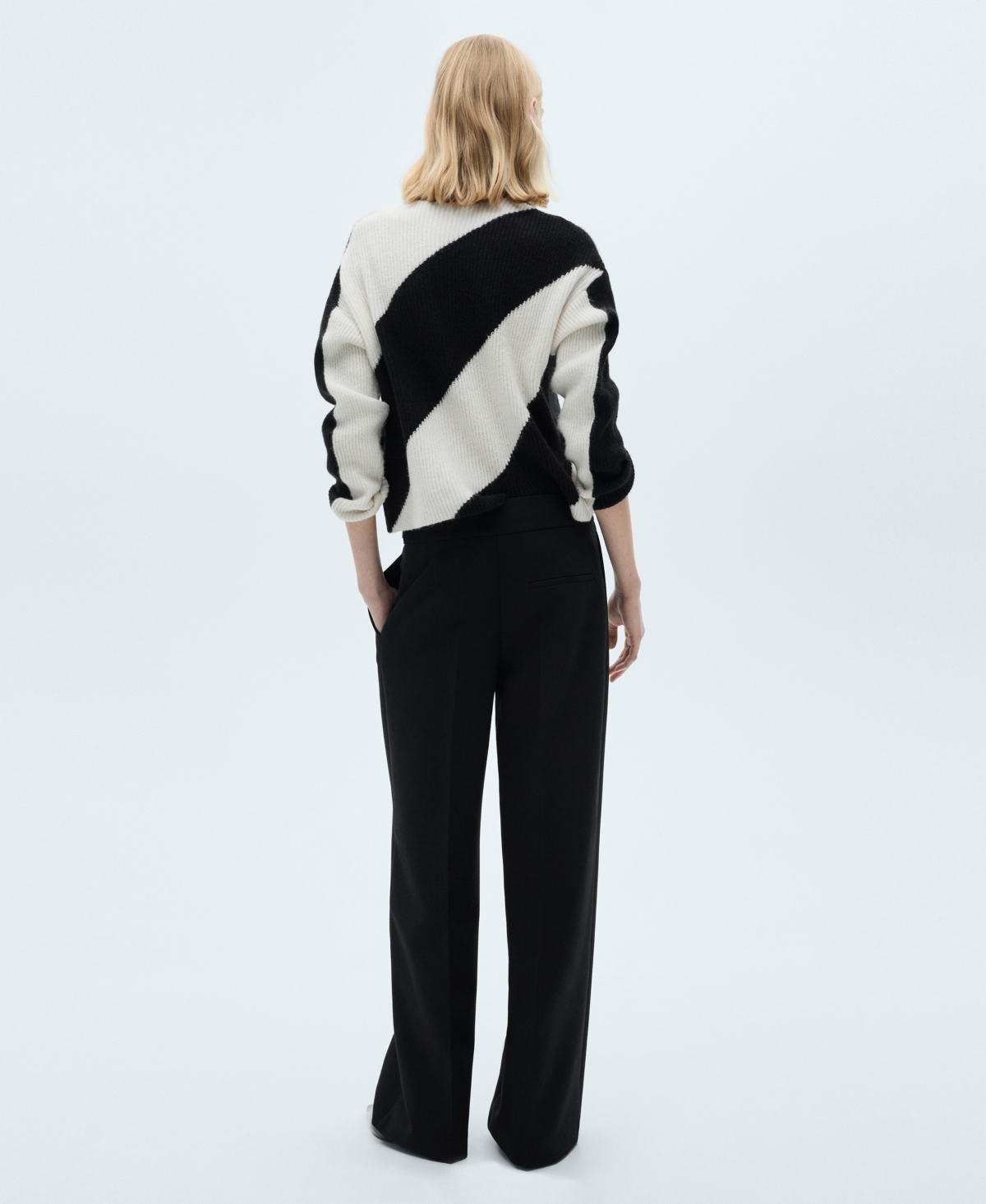 Mango Women's Striped Knit Sweater In Black