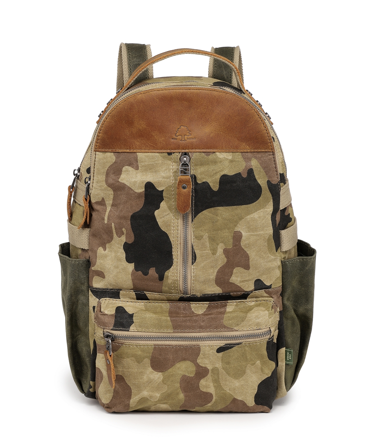 Tsd Brand Mountain Leaf Utility Bee-wax Canvas Backpack In Army Green