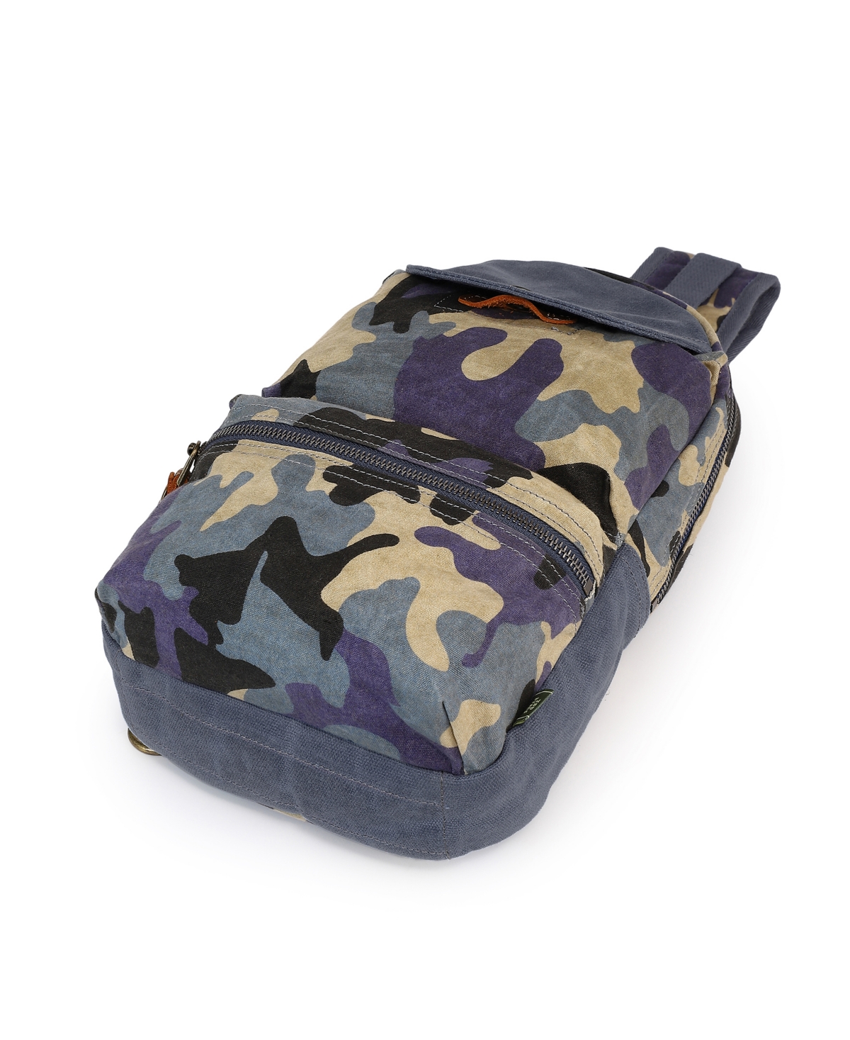Tsd Brand Mountain Leaf Top Handle Sling Bag In Navy Camo