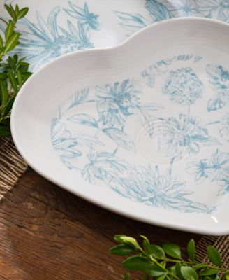 Botanical Floral Heart Shaped Plate 9"