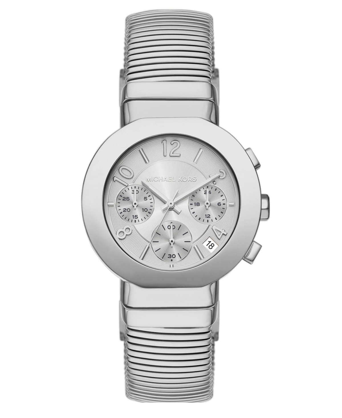 Michael Kors Women's Gramercy Chronograph Silver-tone Stainless Steel Watch, 36mm In Silver-tone