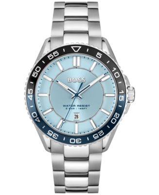 Hugo Boss Men's Runner 3H Silver Stainless Steel Watch, 44mm - Macy's