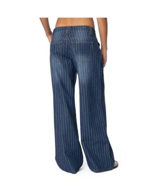 Women's Cory Striped Low Rise Baggy Jeans