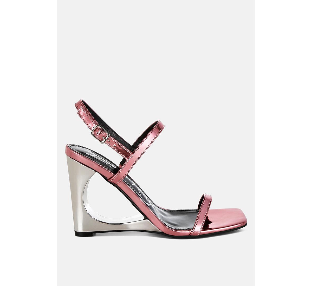 Ladra Metallic Fantasy Wedge Heel Sandals - Pink