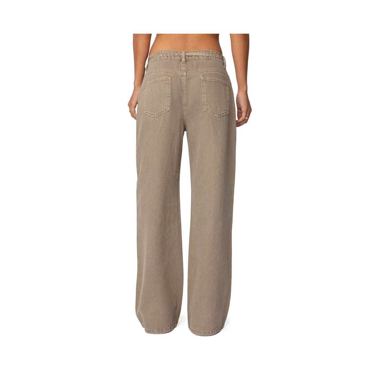 Edikted Women's Hudson Oversized Tie Belt Jeans - Olive-washed