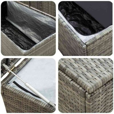 Patio Storage Box Poly Rattan 39.4&amp;#x22;x19.7&amp;#x22;x19.7&amp;#x22; Gray