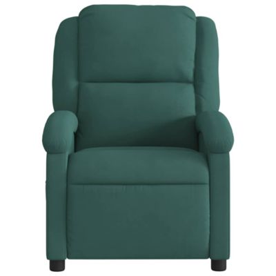 Massage Recliner Chair Dark Green Velvet, Metal, Plywood Medium