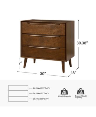 Zahira Mid-Century Modern 3 - Drawer Accent Chest with Solid Wood Handles and Legs