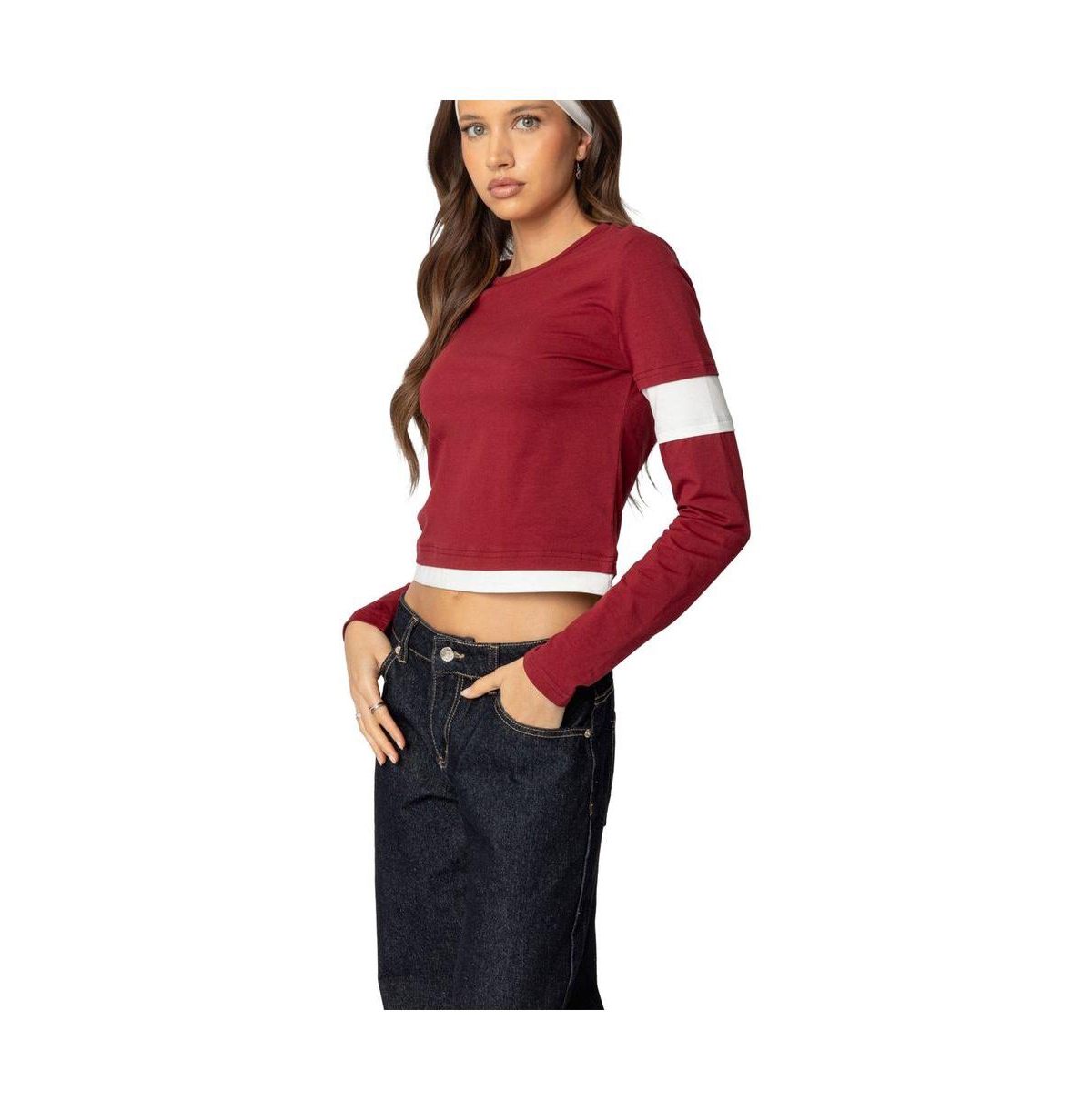 Edikted Women's Paula Layered Long Sleeve T Shirt