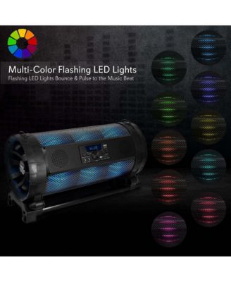 Portable Bluetooth BoomBox Speaker System with LED Lights, FM Radio, Karaoke Microphone, 600W Output