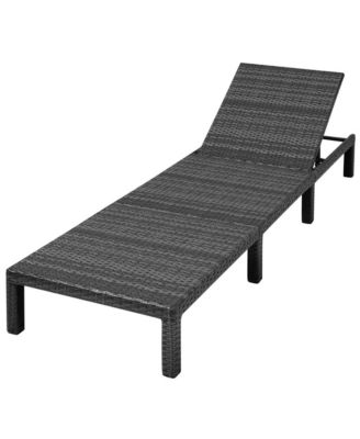 Sun Lounger with Cushion Poly Rattan Black