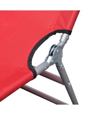 Sun Lounger Red Powder-coated steel frame, Polyester fabric Large