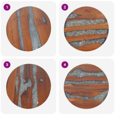 Coffee Table Multicolor Solid Teak Wood, Mango Wood, Resin Medium