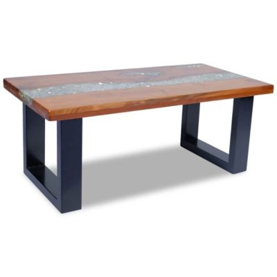 Coffee Table Multicolour Solid teak and mango wood with clear resin