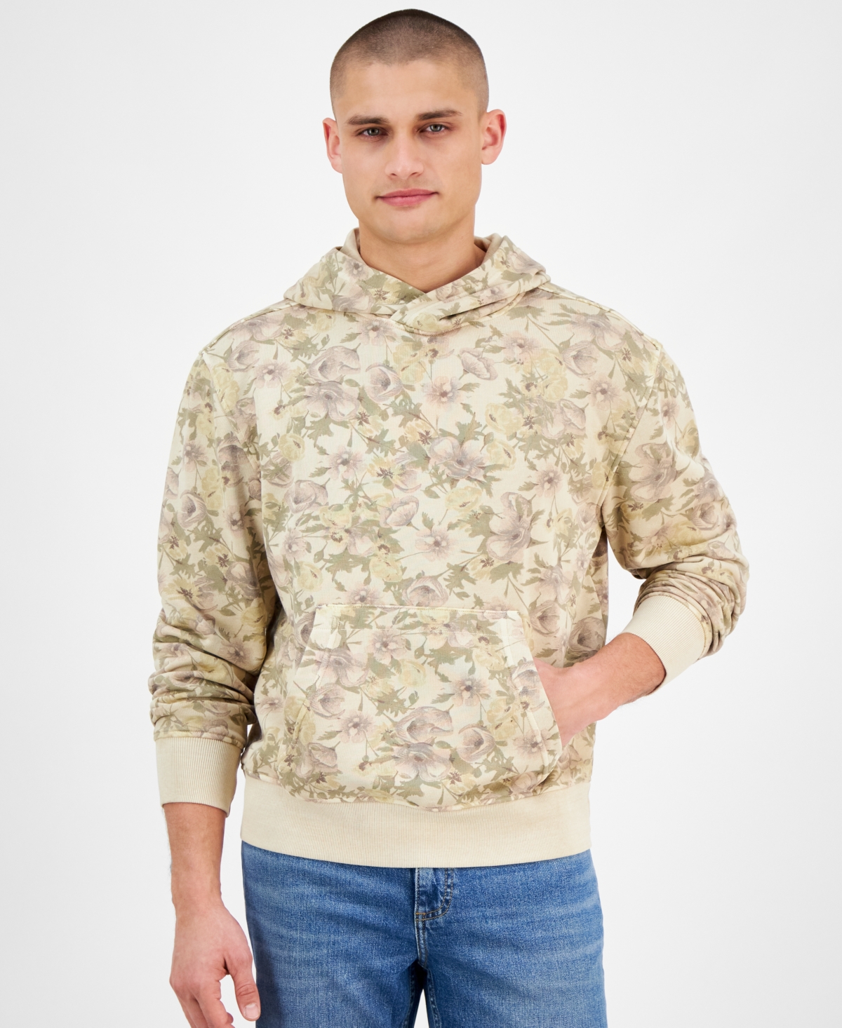 SUN + STONE MEN'S FLORAL MASH HOODIE, EXCLUSIVELY AT MACY'S 
