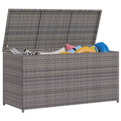Patio Storage Box Gray 47.2&amp;quot;x19.7&amp;quot;x23.6&amp;quot; Poly Rattan